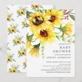 Cheerful Yellow Sunflower Florence Baby shower Kaart (Voorkant / Achterkant)