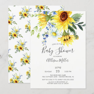 Cheerful Yellow Sunflower Florence Baby shower Kaart