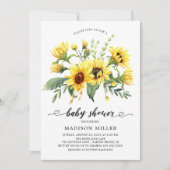 Cheerful Yellow Sunflower Florence Baby shower Kaart (Voorkant)