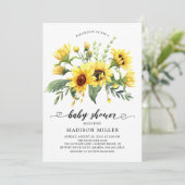 Cheerful Yellow Sunflower Florence Baby shower Kaart (Staand voorkant)