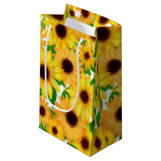 Cheerful Yellow Sunflower Gift Bag Klein Cadeauzakje (Voorkant Gekanteld)