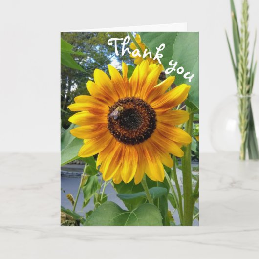 Cheerful Yellow Sunflower met bijen bedankt (Voorkant)
