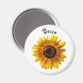 Cheerful Yellow Sunflower met bijen persoonlijk ge Magneet (Voorkant / Achterkant)