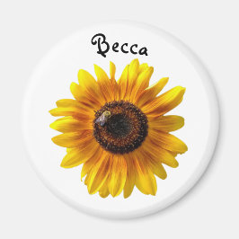 Cheerful Yellow Sunflower met bijen persoonlijk ge Magneet