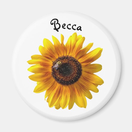Cheerful Yellow Sunflower met bijen persoonlijk ge Magneet (Voorkant)