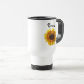 Cheerful Yellow Sunflower met bijen persoonlijk ge Reisbeker (Voorkant rechts)
