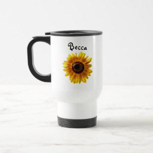 Cheerful Yellow Sunflower met bijen persoonlijk ge Reisbeker