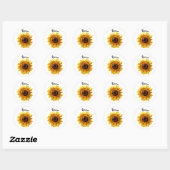 Cheerful Yellow Sunflower met bijen persoonlijk ge Ronde Sticker (Vel)
