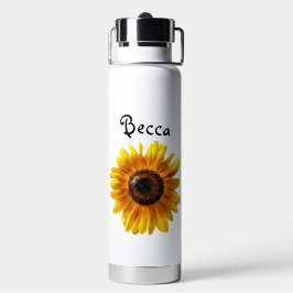 Cheerful Yellow Sunflower met bijen persoonlijk ge Waterfles