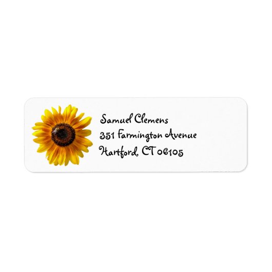 Cheerful Yellow Sunflower met bijenadreslabel Etiket (Voorkant)