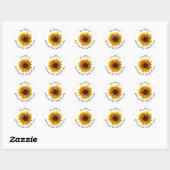 Cheerful Yellow Sunflower met bijenadreslabel Ronde Sticker (Vel)