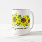 Cheerful Yellow Sunflower Rejoent in Lord Tweekleurige Koffiemok (Voorkant rechts)