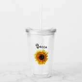 Cheerful Yellow Sunflower with Bee Personalized Acryl Drinkbeker (Voorkant)