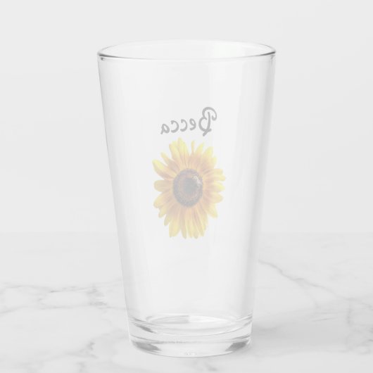Cheerful Yellow Sunflower with Bee Personalized Glas (Achterkant)
