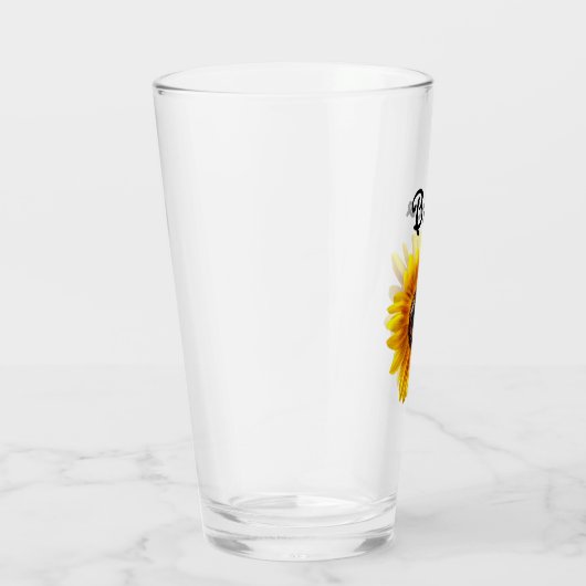 Cheerful Yellow Sunflower with Bee Personalized Glas (Rechts)