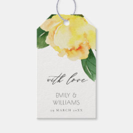 CHEERFUL YELLOW WATERVERF FLORAL PERSONALISEERD CADEAULABEL