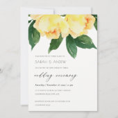 CHEERFUL YELLOW WATERVERF FLORAL WEDING KAART (Voorkant)