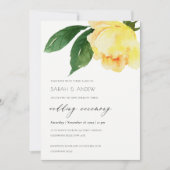 CHEERFUL YELLOW WATERVERF FLORAL WEDING KAART (Voorkant)