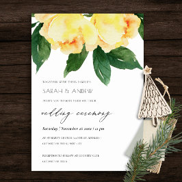 CHEERFUL YELLOW WATERVERF FLORAL WEDING KAART