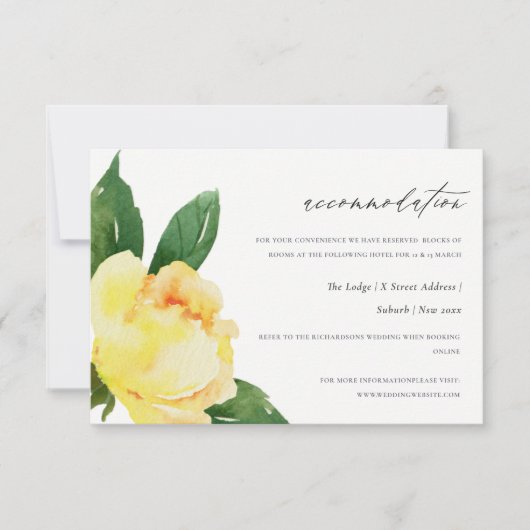 CHEERFUL YELLOW WATERVERF FORALE ACCOMMODATIE KAART (Voorkant)