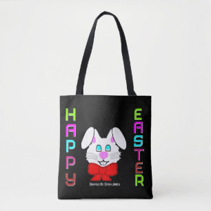 Cheerfully Gelukkige Paashaas helemaal over - het Tote Bag