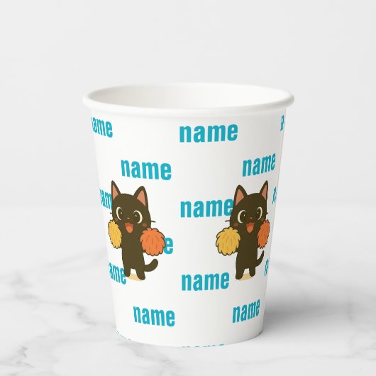 Cheering Black Cat Papieren Bekers (Achterkant)