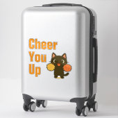 Cheering Black Kitty Sticker (Koffer)
