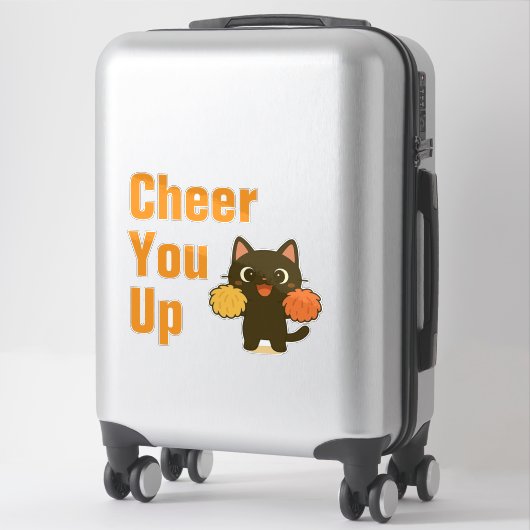 Cheering Black Kitty Sticker (Koffer)