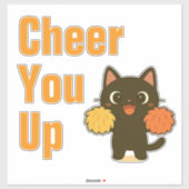Cheering Black Kitty Sticker (Vel)