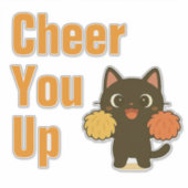 Cheering Black Kitty Sticker (Voorkant)