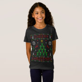 Cheering Cheerleader Ugly KerstSweater Party T-shirt (Voorkant volledig)