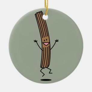 Cheering Jumping Churro Keramisch Ornament