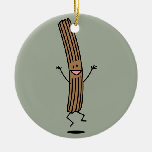 Cheering Jumping Churro Keramisch Ornament (Voorkant)