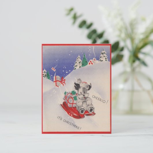 Cheerio Het is kerstsnuithond Feestdagenkaart (Staand voorkant)