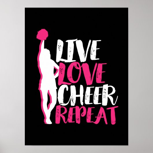 Cheerlead Cheerleader Live Love Cheer Repeëren Poster (Voorkant)