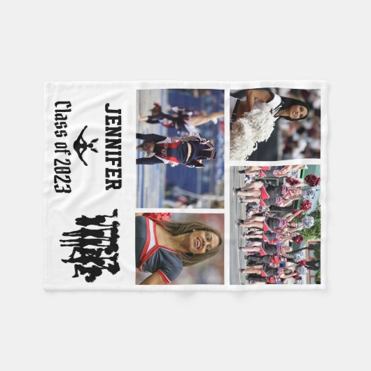 Cheerlead Class of 2023 Photo Collage Name Fleece Deken (Voorkant (Horizontaal))