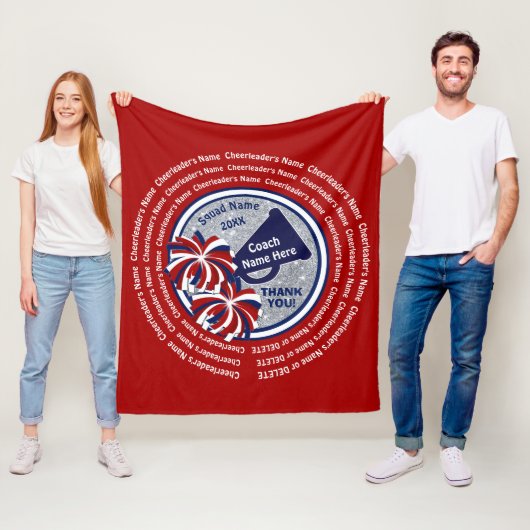 Cheerlead Coach Gift Ideeën Red White Blue Cheer Fleece Deken (In situ)