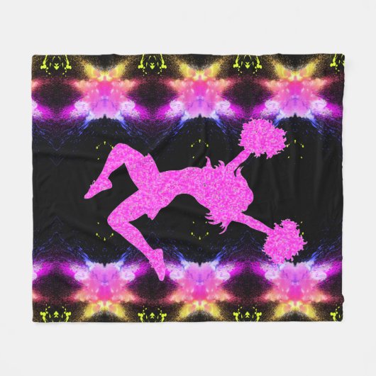 Cheerlead Fleece Blanket in levendige kleuren. (Voorkant (Horizontaal))