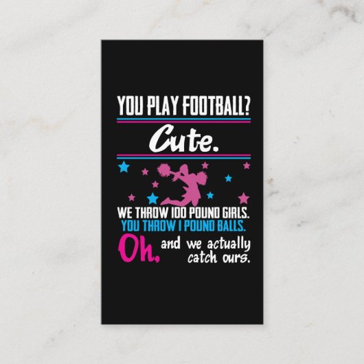 Cheerlead Gift You Play Football dat is Cute Visitekaartje (Voorkant)