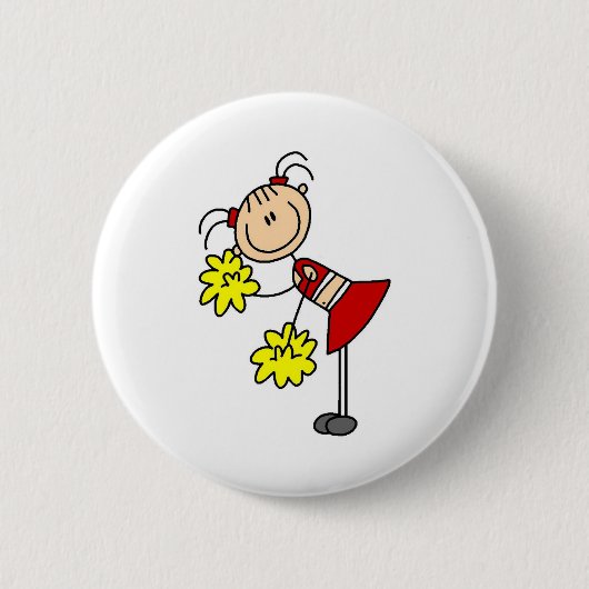 Cheerlead Girl Stick Figuur Button (Voorkant)
