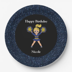 Cheerlead "Happy Birthday" Black Sparkle Papieren Bordje