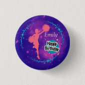 Cheerlead Happy Birthday Galaxy gepersonaliseerd Ronde Button 3,2 Cm (Voorkant)