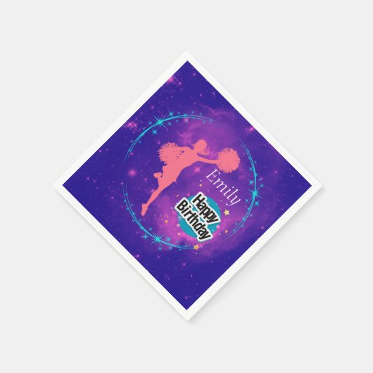 Cheerlead Happy Birthday Galaxy gepersonaliseerd Servet (Hoek)