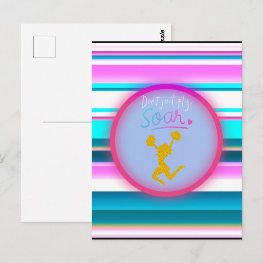 Cheerlead "Niet alleen vliegen, soeren" stripes Briefkaart (Voorkant / Achterkant)