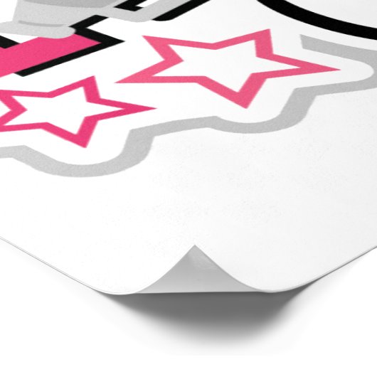 Cheerlead roze poster op maat. (Hoek)