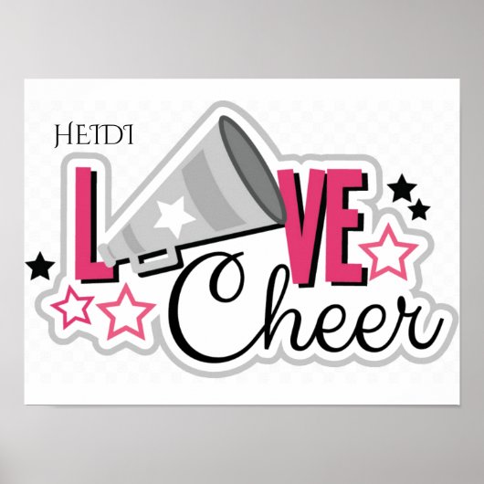 Cheerlead roze poster op maat. (Voorkant)