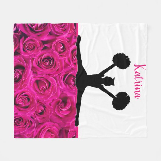 Cheerlead roze Roses Fleece Deken (Voorkant (Horizontaal))