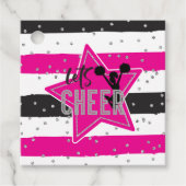 Cheerlead roze Silver Black Cheer Birthday Bedankjes Labels (Voorkant)
