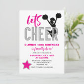 Cheerlead roze Silver Black Cheer Birthday Kaart (Staand voorkant)