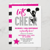 Cheerlead roze Silver Black Cheer Birthday Kaart (Voorkant / Achterkant)